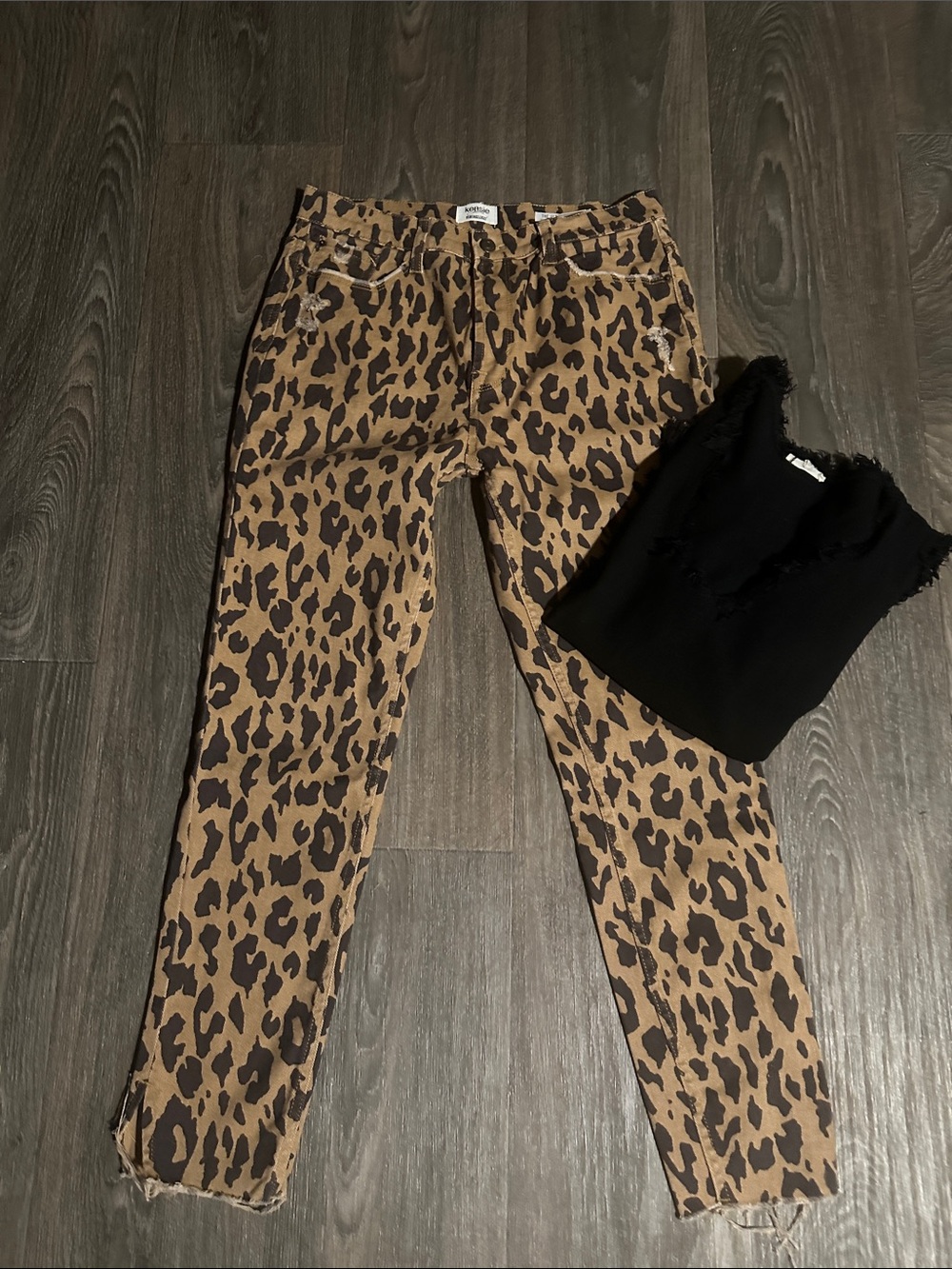 Kensie Leopard-Print Skinny Jeans in Brown and Black